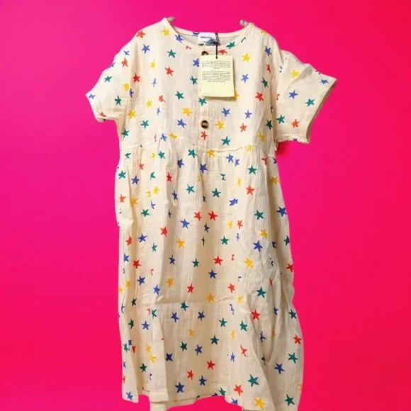Bobo Choses Stars All Over 100% Organic Cotton Dress Age 8-9 - Picture 2 of 7